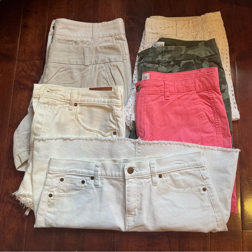 Lot of 7 Shorts/Skirt Bundle Sizes 8 & 10 J. Crew, Gap, Levi's